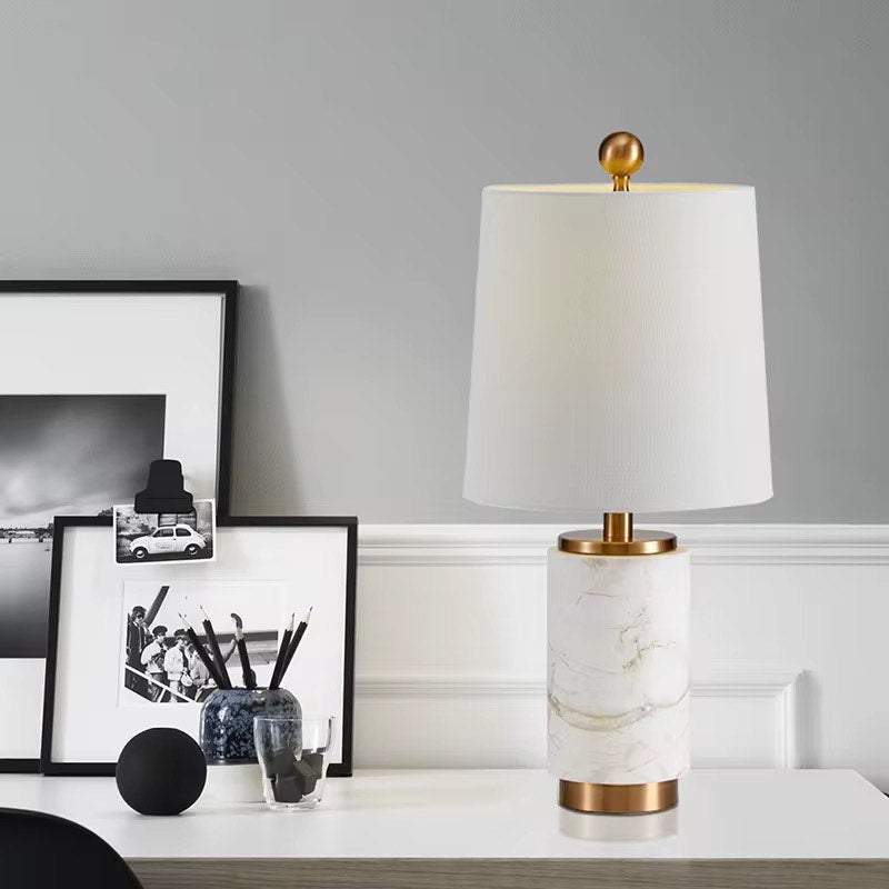 White marble base table lamp