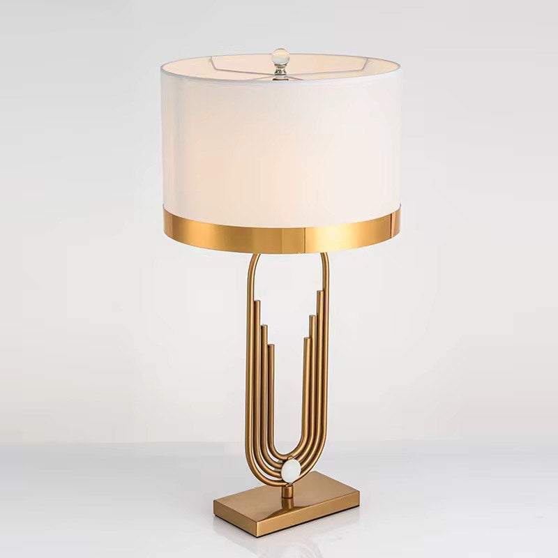 Fabric shade metal table lamp