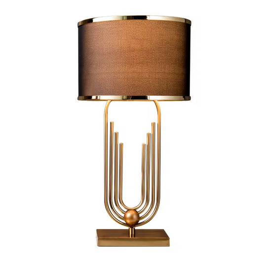 Fabric shade metal table lamp