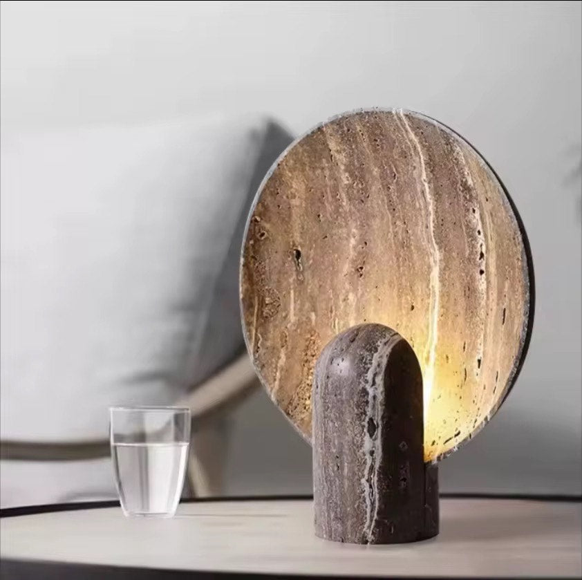 Travertine Stone Volcano Erupt LED Table Lamp