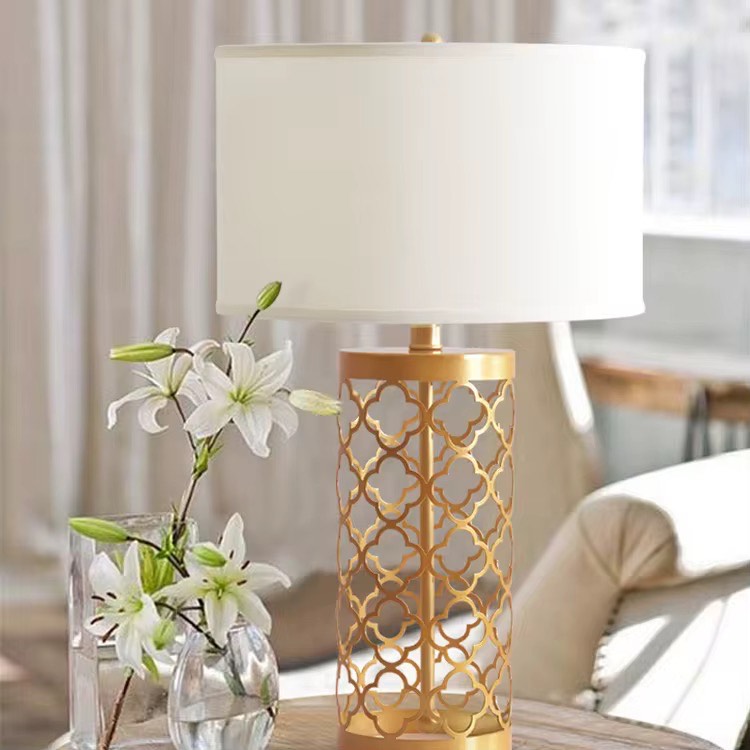 Brass Finish Fabric Shade nordic modern table lamp