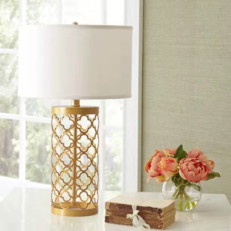 Brass Finish Fabric Shade nordic modern table lamp