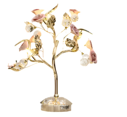 Flower decorates desk lamp