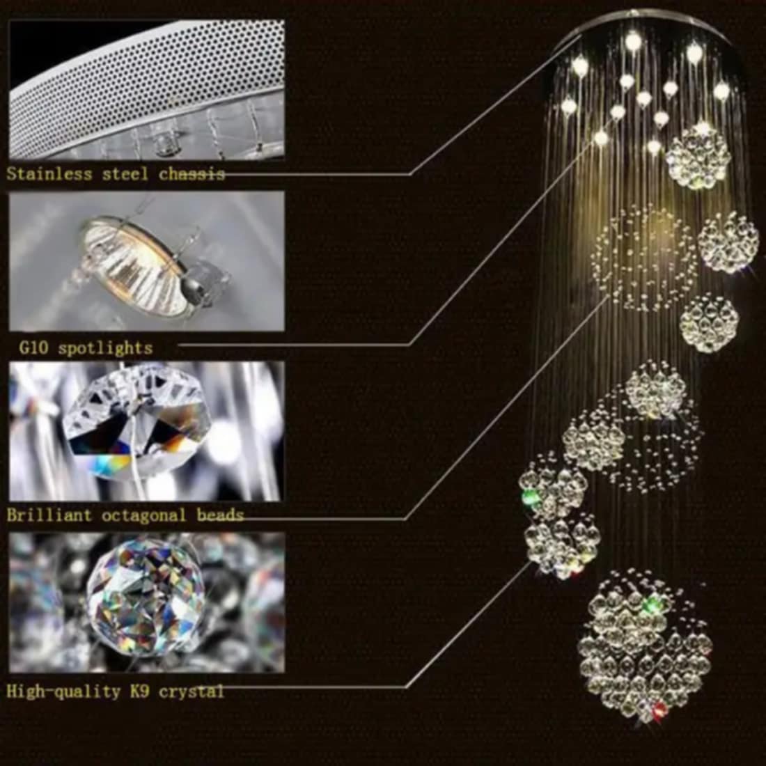 Rotating Staircase Light Crystal Chandelier Duplex Building Large Chandelier