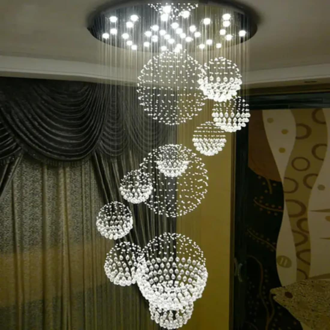 Rotating Staircase Light Crystal Chandelier Duplex Building Large Chandelier