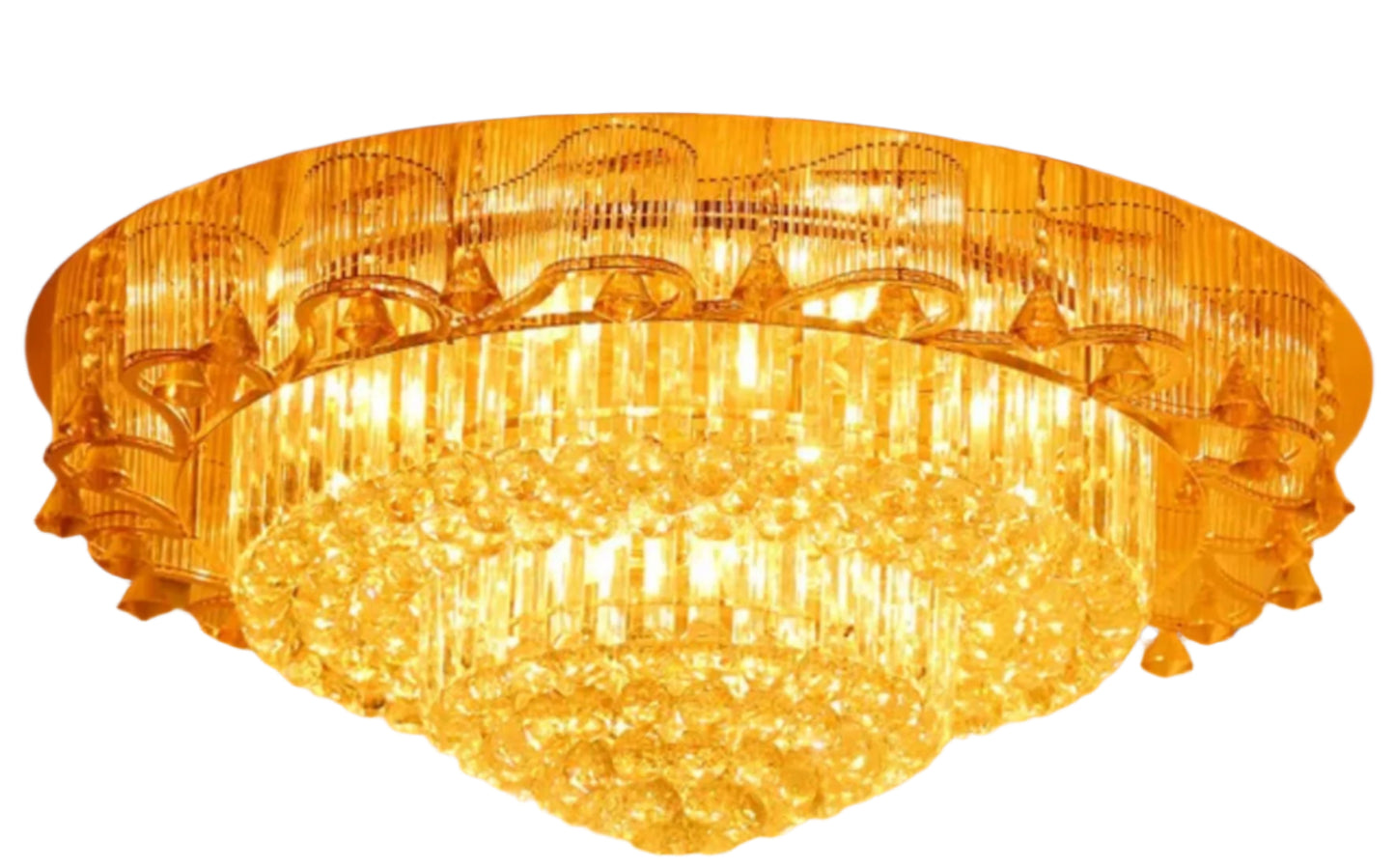 Round chandelier luxury hanging lights gold led crystal k9 ceiling lamp